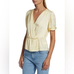 Paige Felicity Surplice pale daffodil yellow Top- size large